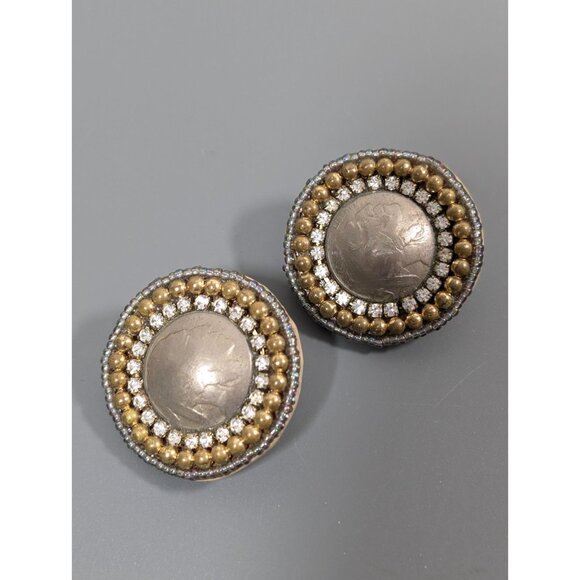 Mary B Solana Beach Coin Earrings Buffalo Nickel Beaded Edge Western VTG Boho - Picture 2 of 8